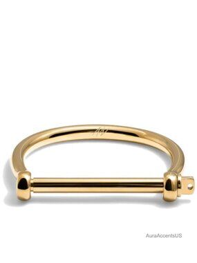 18K Gold Plated Stainless Steel Cuff Bracelet Minimalist Screw Bangle Unisex